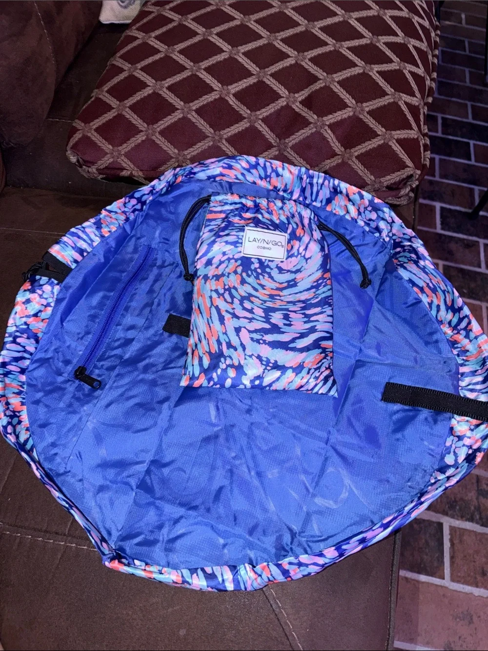 Cosmo Travel Makeup Bag in Blue/Pink